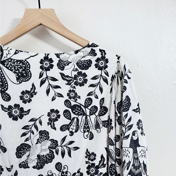 Farm Rio X Anthropologie Printed Wrap Long Sleeve Mini Dress Size Medium NWT - Picture 10 of 10